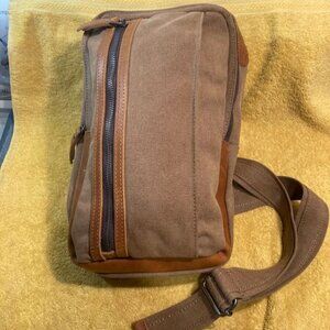 United Leather Canvas Sling Bag Brown NWOT